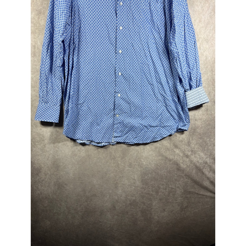 Tailorbyrd Button Down Shirt Mens 3XLT Blue Geometric Long Sleeve Cotton Casual - Picture 3 of 9